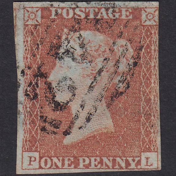 GB QV 1841 1d Red-Brown Plate 92 SG8-B1(1) PL GU Nr 4 Margins