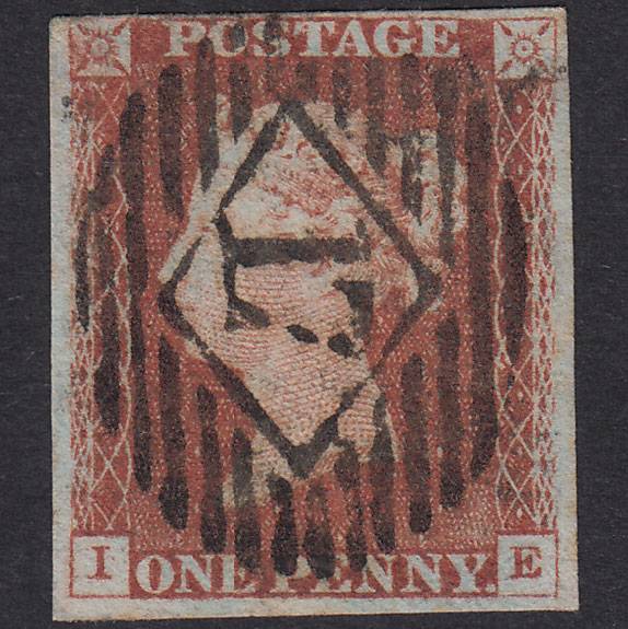 GB QV 1841 1d Red-Brown Plate 60 SG8-B1(1) IE GU Nr 4 Margins London IS 17