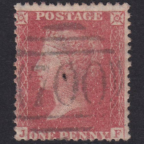 GB QV 1857 1d Rose-Red Plate 52 SG40-C10(1) JF GU Sheffield 700
