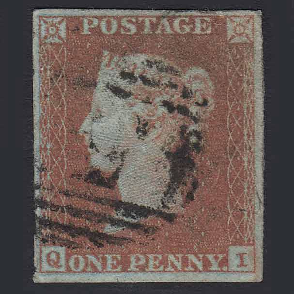 GB QV 1841 1d Red-brown (Plate 99) SG8-B1(1) QI GU 4 Margins