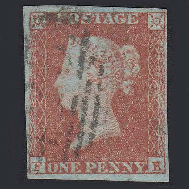 GB QV 1841 1d Red-brown Pl 89 SG8-B1(1) FK FU Knutsford 425 4M Imperf