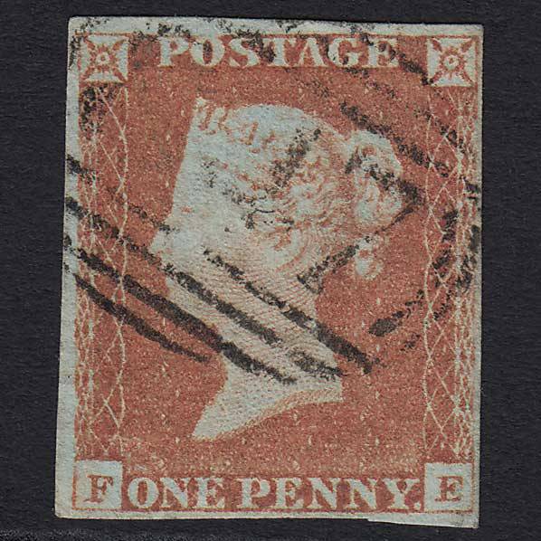 GB QV 1841 1d Pale Red-brown (Plate 68) (SG9) 'FE' FU 4 Margins