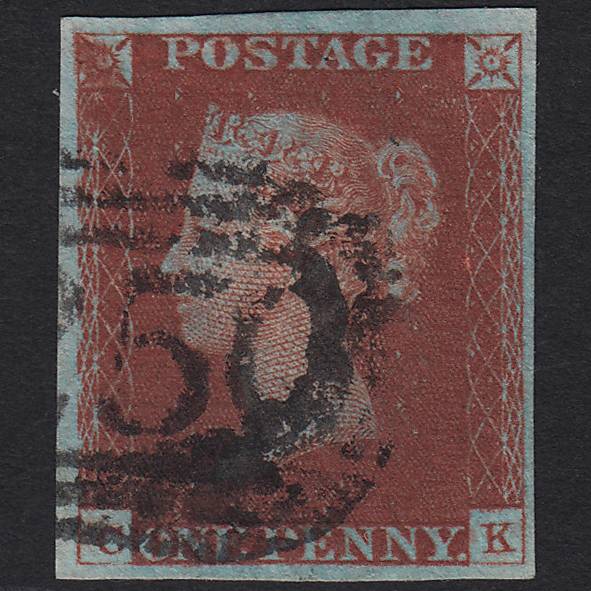 GB QV 1841 1d DP Red-brown Pl 60 SG10-B1(4) CK FU Devonport 250 4 Margins