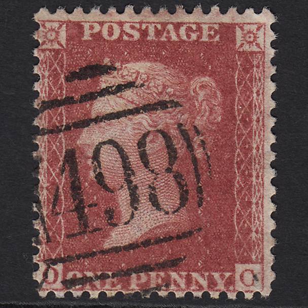 GB QV 1857 1d Rose-red (Plate 60) SG40-C10(1) OG VFU Manchester 498 Spoon