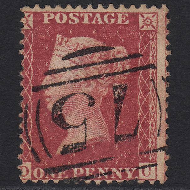 GB QV 1857 1d Rose-red (Plate 46) SG40-C10(1) DC FU Birmingham 75