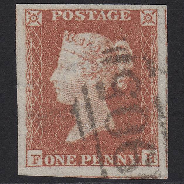 GB QV 1841 1d (Plate 123) SG8-B2(1) FH VFU Wolverhampton 905 4M Imperf