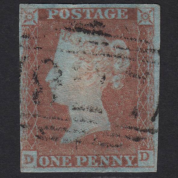 GB QV 1841 1d Very Blued Pl 69 SG8a-B1(2) DD GU 4M Imperf Yarmouth 927