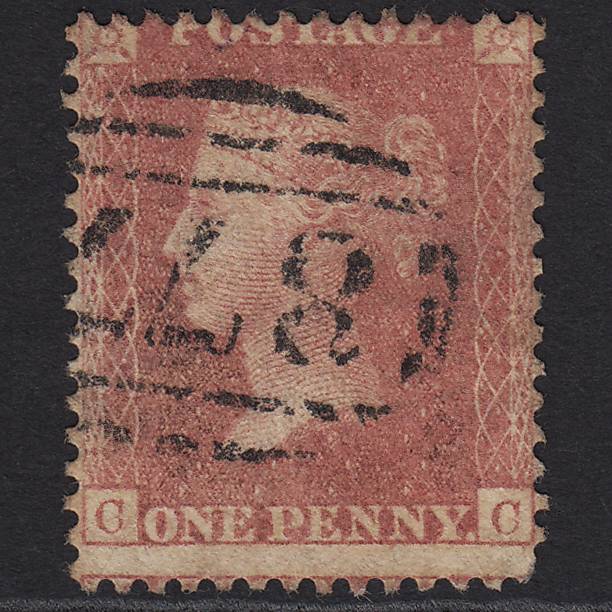 GB QV 1857 1d Rose-red (Plate 48) SG40-C10(1) CC GU Whitehaven 877 Misperf