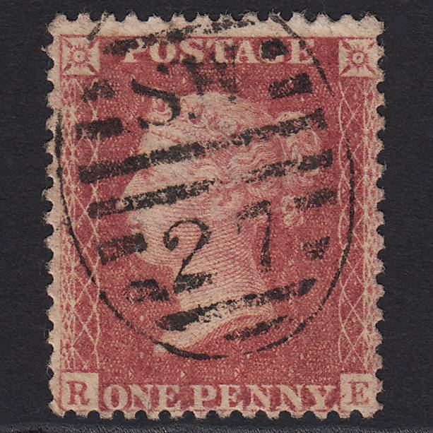 GB QV 1857 1d Rose-red (Plate 47) SG40-C10(1) RE GU London D&S SW27