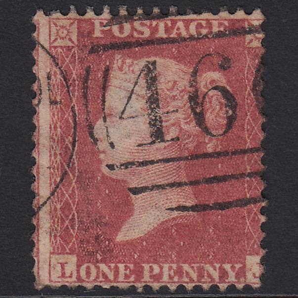GB QV 1857 1d Rose-red (Plate 52) SG40-C10(1) LJ GU Liverpool 466 Misperf
