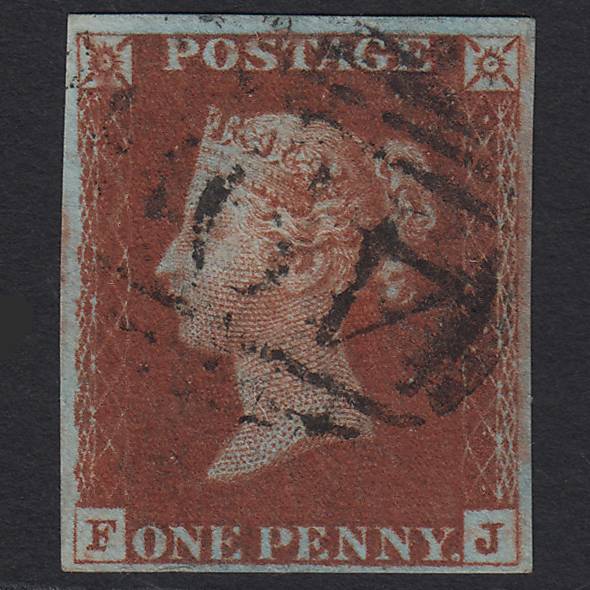 GB QV 1841 1d Deep Red-brown (Plate 60) SG10-B1(4) FJ FU 4 Margins