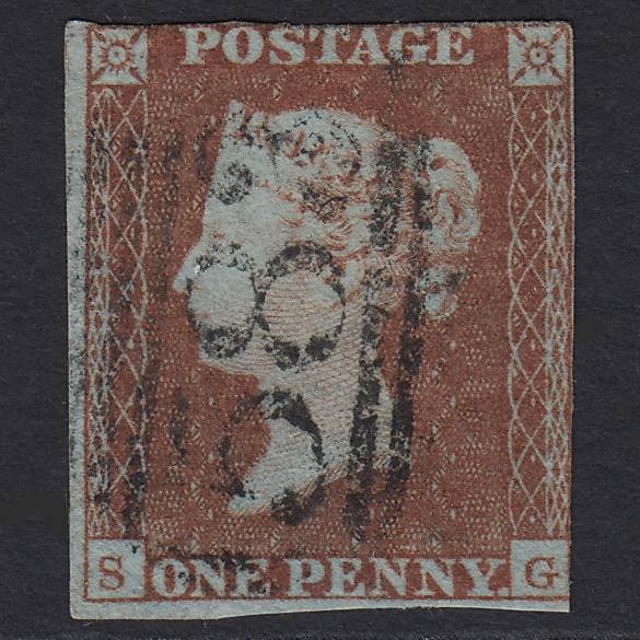 GB QV 1841 1d Red-brown Pl 90 SG8-B1(1) SG FU nr 4 Margins Nottingham 583