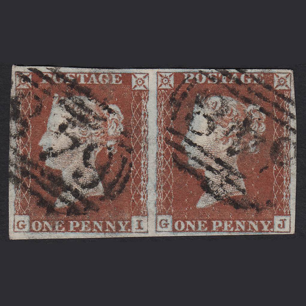 GB QV 1841 1d (Plate 50) SG8-B1(1) GI-GJ FU Pair 4M Imperf Rochdale 648