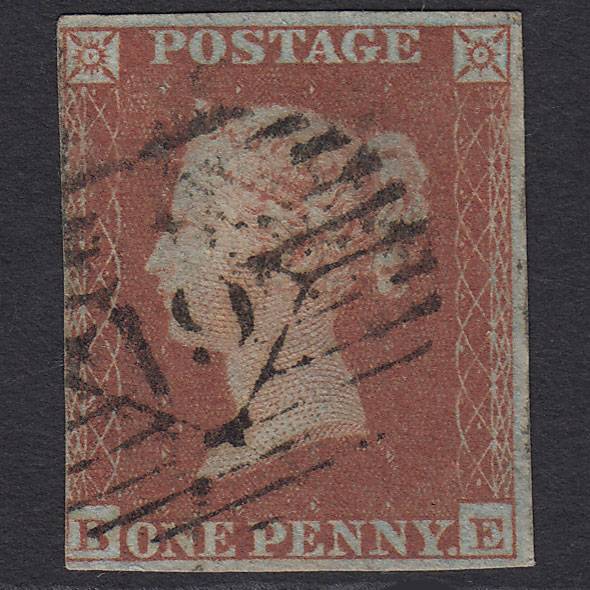 GB QV 1841 1d (Plate 134) SG8-B2(1) BE FU nr 4 Margins London IS Cancel
