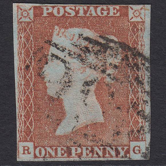 GB QV 1841 1d Pale Red-brown (Plate 65) SG9-B1(3) RG FU 4 Margins