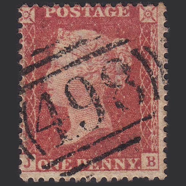 GB QV 1857 1d Rose-red (Plate 36) SG40-C10(1) JB GU Manchester 498
