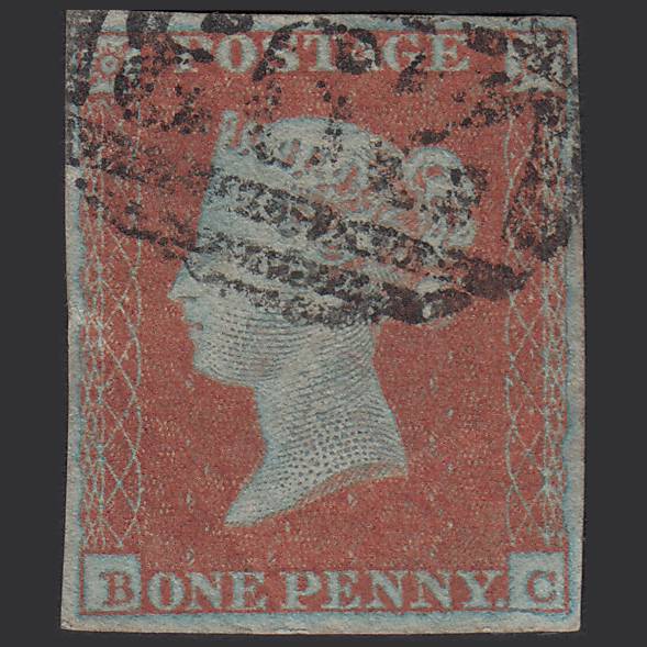 GB QV 1841 1d Pl 118 SG8a-B1(2) Framed Reverse BC GU 4M Farringdon 293