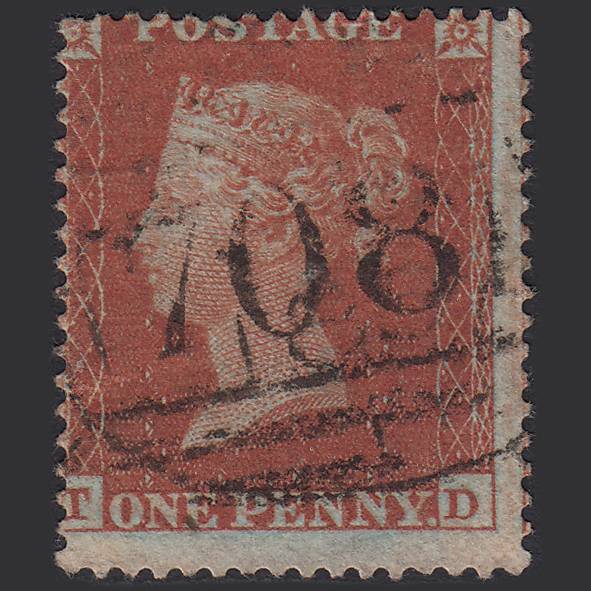 GB QV 1854 1d (Plate 191) SG17-C1(1) TD FU Miss Imp Shrewsbury 708 Spoon