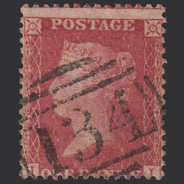 GB QV 1857 1d Rose-red (Plate 66) SG40-C10(1) HI FU Bristol 134 Misperf
