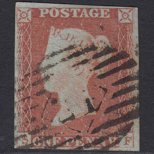 GB QV 1841 1d Red-brown (Plate 86) SG8-B1(1) SF FU 4 Margins London IS 24