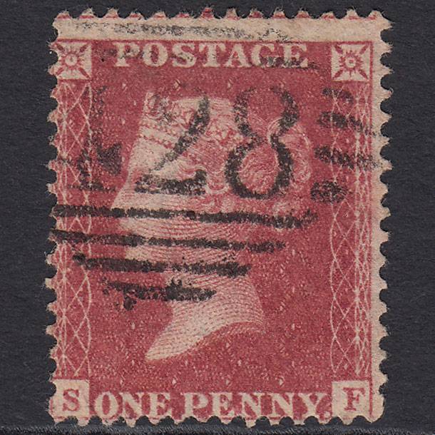GB QV 1857 1d Rose-red (Plate 48) SG40-C10(1) SF FU Thomastown 428 Misperf