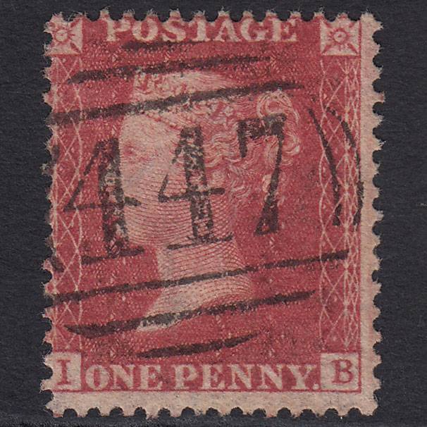 GB QV 1857 1d Rose-red (Plate 39) SG40-C10(1) IB FU Leeds 447