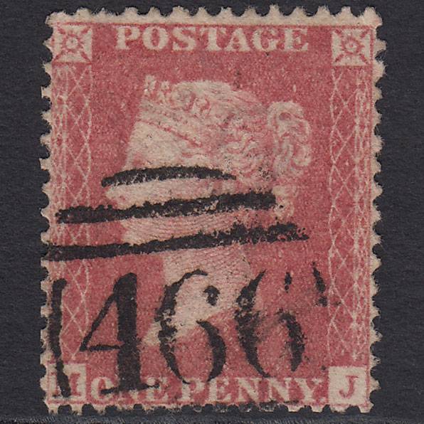 GB QV 1857 1d Rose-red (Plate 27) SG40-C10(1) MJ FU Liverpool 466