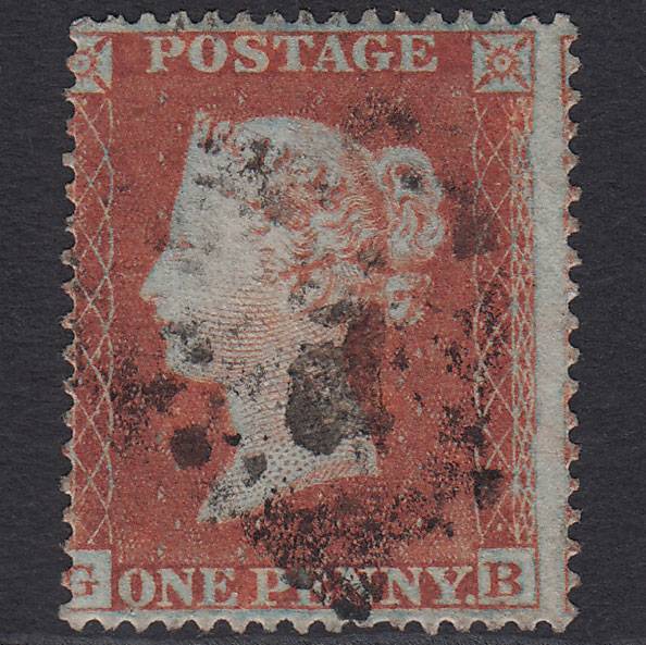 GB QV 1854 1d Red-brown (Plate 184) SG17-C1(1) GB FU Misperf