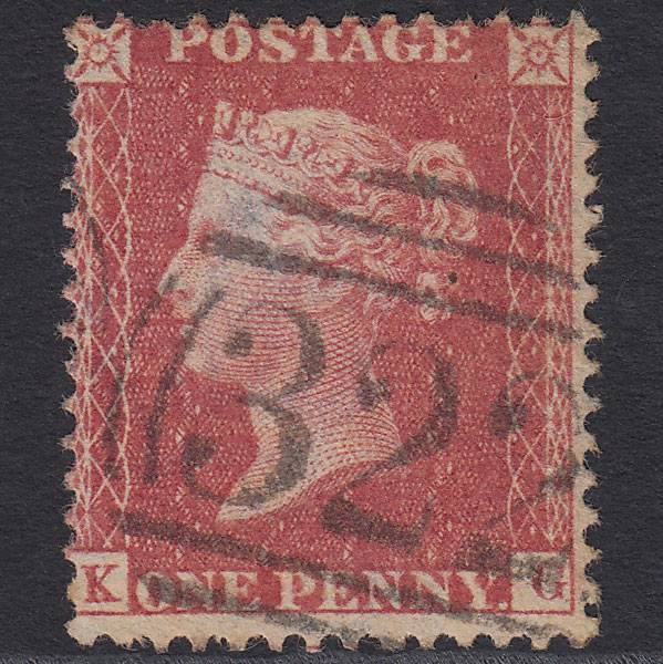 GB QV 1857 1d Rose-red (Plate 27) SG40-C10(1) KG FU Gravesend 322