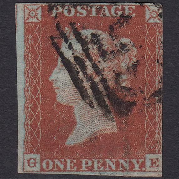 GB QV 1841 1d Red-brown (Plate 43) SG8-B1(1) GE GU 3 Margins