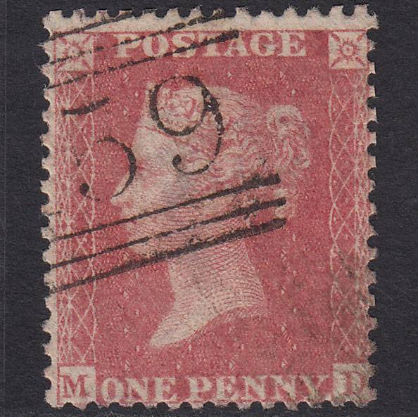 GB QV 1857 1d Pale Rose (Plate 34) SG39-C10(3) ML GU Glasgow 159