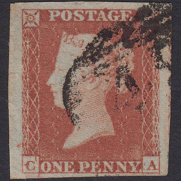 GB QV 1841 1d Red-brown Pl 161 SG8-B2(1) CA FU 4 Good to Huge Margins