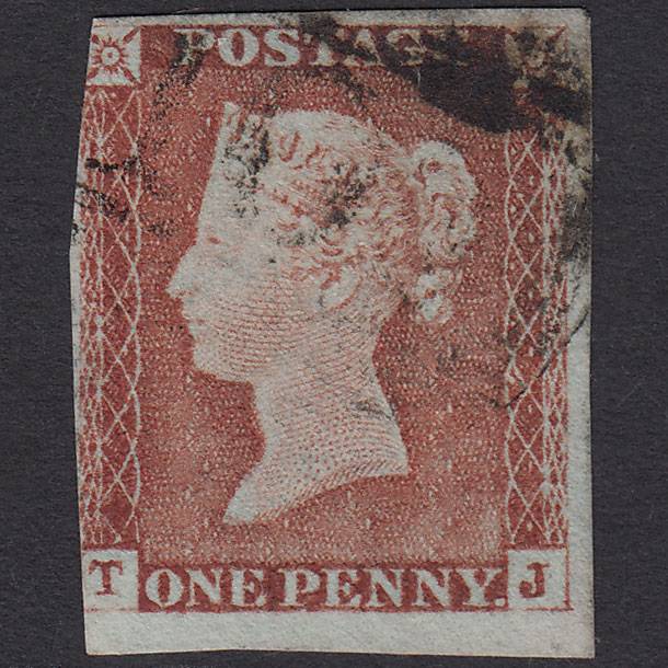 GB QV 1841 1d Pale Red-brown (Plate 65) SG9-B1(3) TJ GU 3 Margins