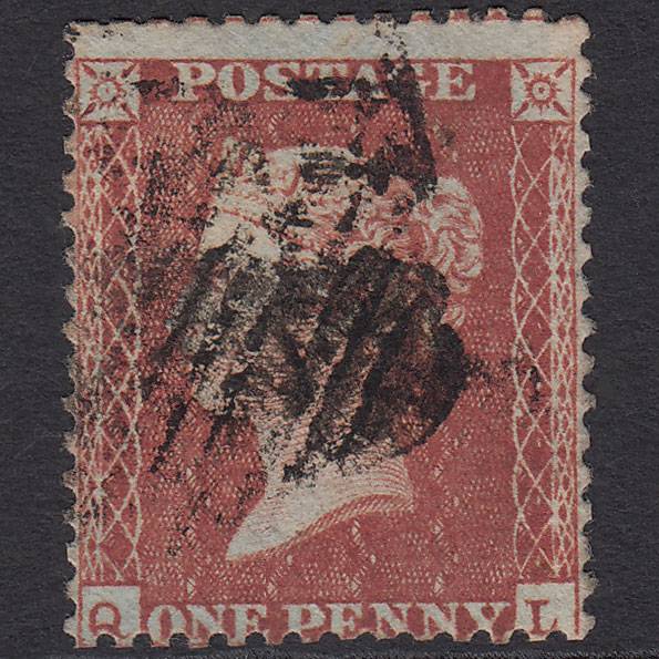 GB QV 1855 1d Red-brown (Plate 1) SG24-C3(1) QL GU Misperf