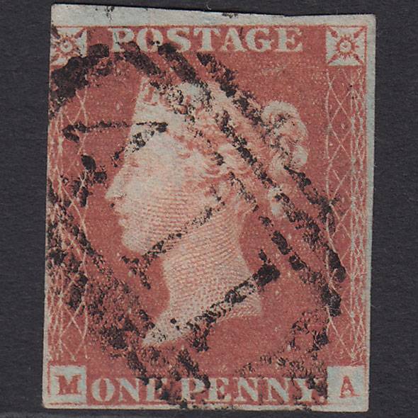 GB QV 1841 1d Red-brown Pl 81 SG8-B1(1) MA GU nr 4 Margins Kendal 411