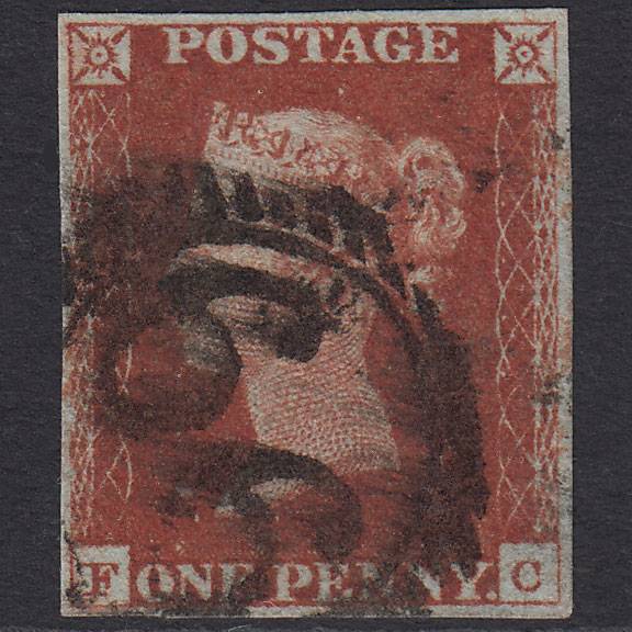 GB QV 1841 1d Red-brown (Plate 55) SG8-B1(1) FC GU 4 Margins London D&S 66