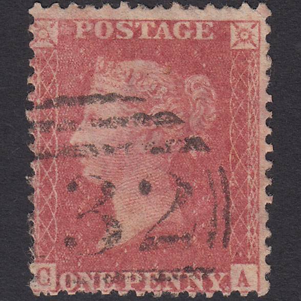 GB QV 1857 1d Rose-red (Plate 48) SG40-C10(1) CA GU Brighton 132