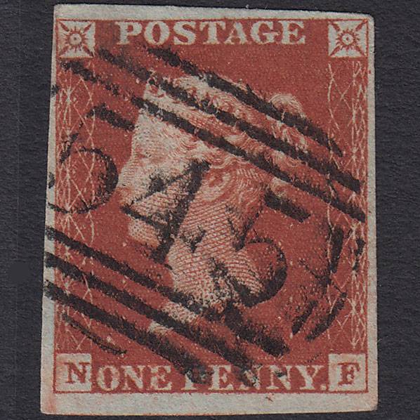 GB QV 1841 1d Red-brown Pl 42 SG8-B1(1) NF VFU 4 Margins Newcastle 545