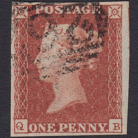 GB QV 1841 1d Red-brown (Plate 100) SG8-B1(1) QB VFU 4 Margins Durham 267
