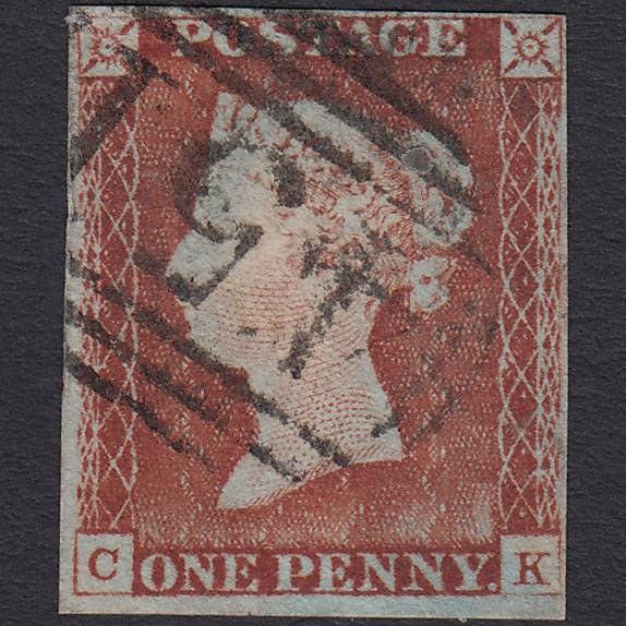 GB QV 1841 1d Pale Red-brown Pl 41 SG9-B1(3) CK FU 4 Margins Lewes 451