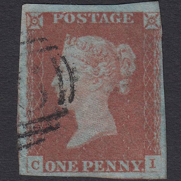 GB QV 1841 1d Very Blued (Plate 71) SG8a-B1(2) CI FU nr 4 Margins