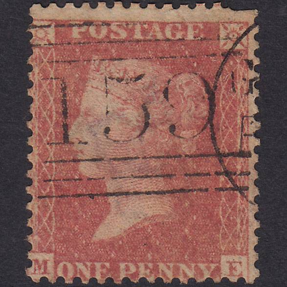 GB QV 1857 1d Pale Rose (Plate 52) SG39-C10(3) ME PU Glasgow 159