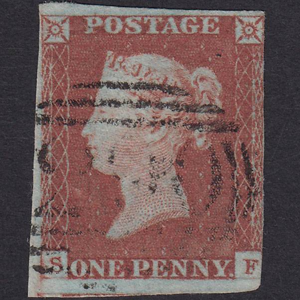 GB QV 1841 1d Red-brown (Plate 81) SG8-B1(1) SF FU 3 Margins Falmouth 290