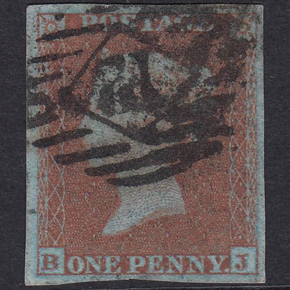 GB QV 1841 1d Very Blued Plate 134 SG8A-B1(2) BJ FU 4M London IS 12