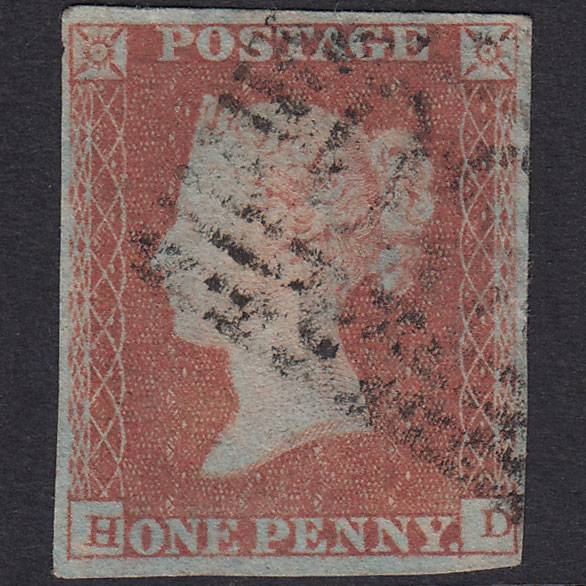 GB QV 1841 1d Red-Brown Plate 91 SG8-B1(1) HD GU 4 Margins Scotland