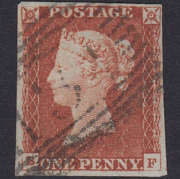 GB QV 1841 1d Red-Brown Plate 64 SG8-B1(1) BF FU 4 Margins Edinburgh 131