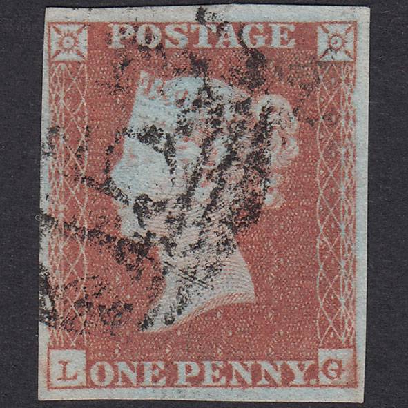 GB QV 1841 1d Red-Brown Plate 89 SG8-B1(1) LG FU 4 Margins