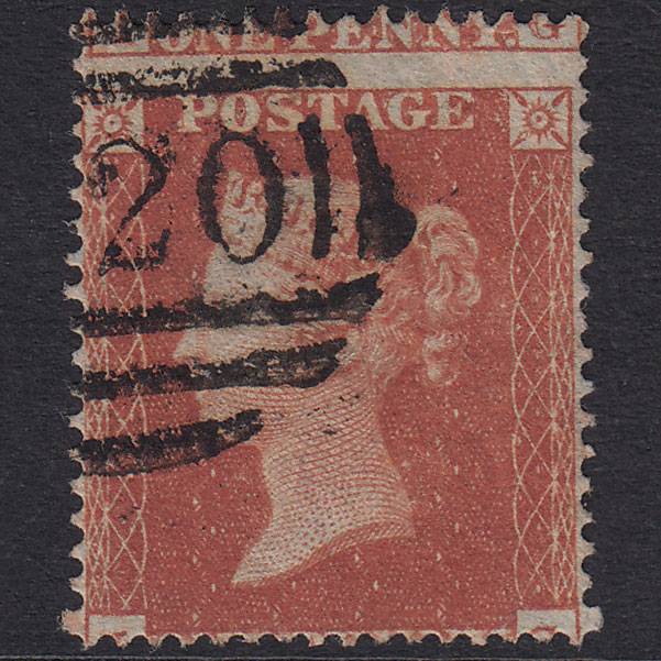 GB QV 1854 1d Plate 190 SG17-C1(1) JG FU Plymouth 620 Spoon Misperf