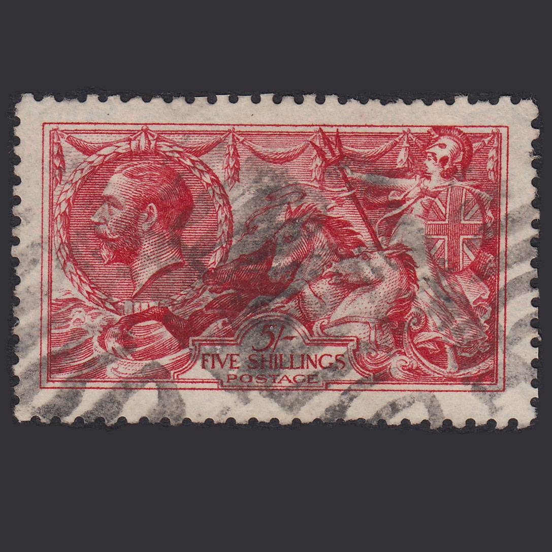 GB KG5 1915 5/- Bright Carmine Seahorses SG409-N67(1) GU Very Well Centred