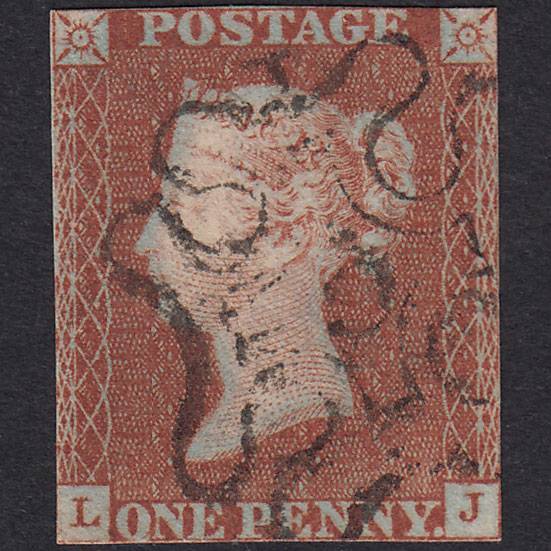 GB QV 1841 1d Red-Brown Penny Black Plate 9 SG7-A2 LJ GU No.5 In MX